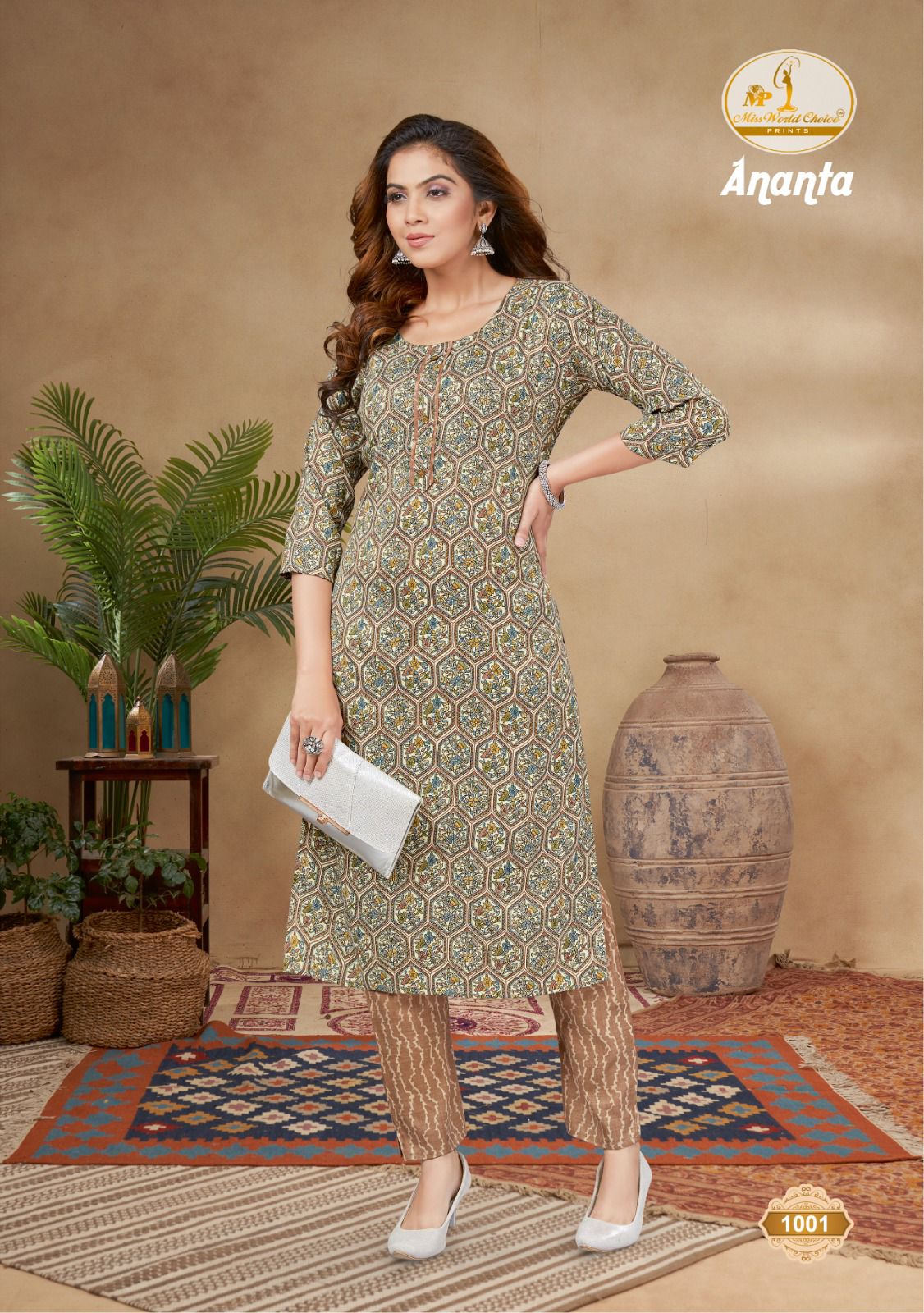 Miss World Ananta 1 Cotton Printed Kurti With Bottom Catalog
